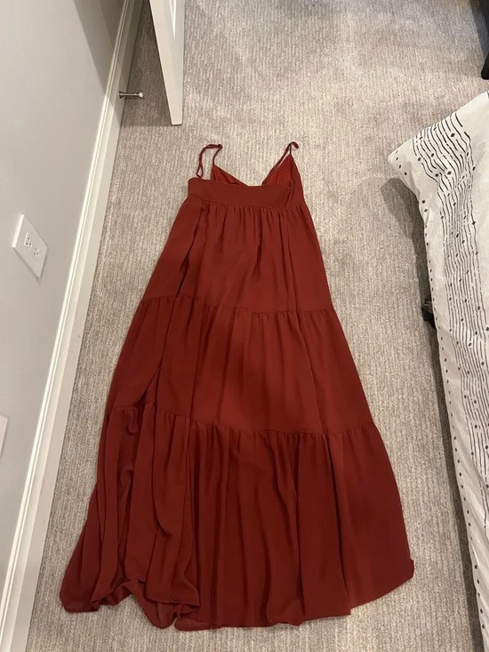 Dynamite Rust Spaghetti-Strap Tiered Maxi Dress - Picture 3 of 4